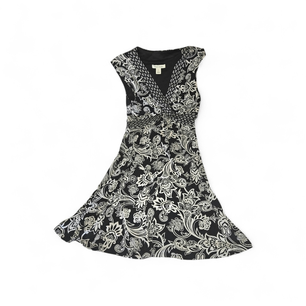 White House Black Market Black and White Floral Sleeveless Midi Summer Dress 2